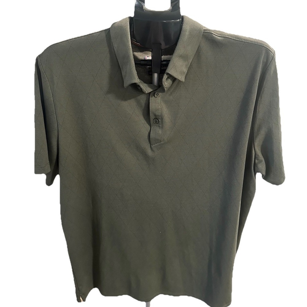 Modern Ambition Polo Shirt Mens XL Green Diamond Pattern Delightfully Technical